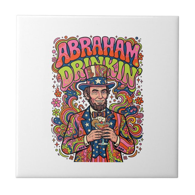 Patriotic Abraham Drinkin Retro Ceramic Tile (Front)