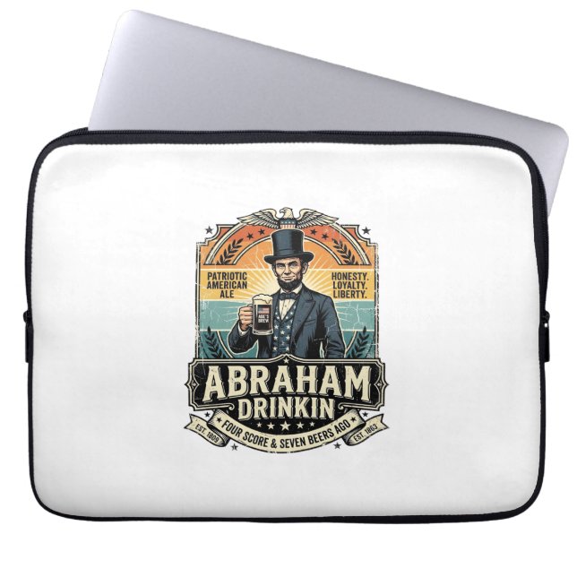 Patriotic Abraham Drinkin Retro Distressed Laptop Sleeve (Front)