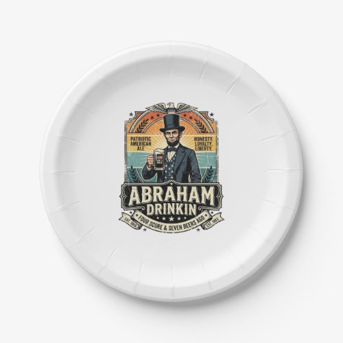Patriotic Abraham Drinkin Retro Distressed Paper Plates