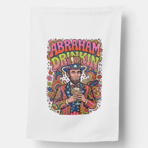 Patriotic Abraham Drinkin Retro House Flag