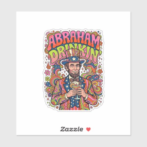 Patriotic Abraham Drinkin Retro Sticker