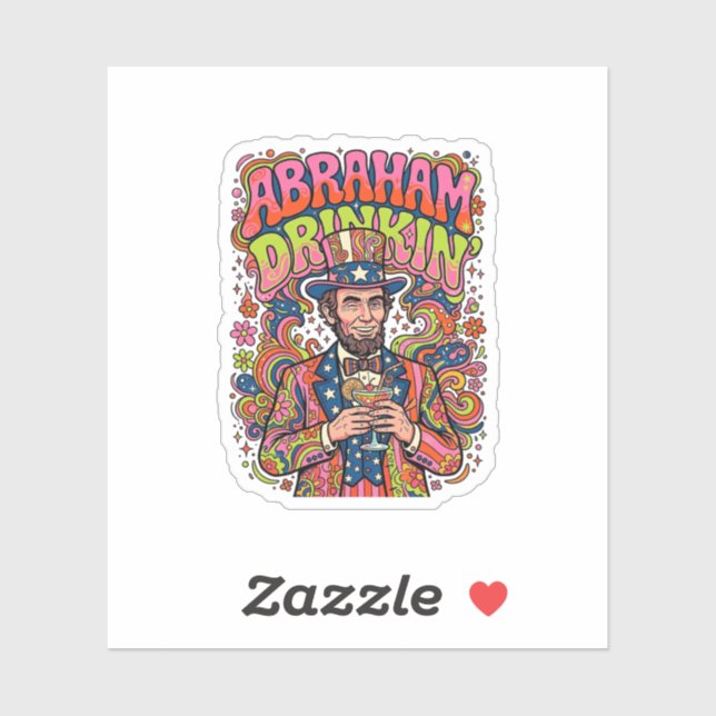 Patriotic Abraham Drinkin Retro Sticker (Sheet)