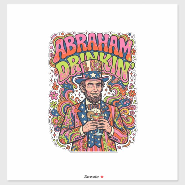 Patriotic Abraham Drinkin Retro Sticker (Sheet)
