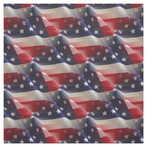 Patriotic Abstract American Flags Collage Fabric