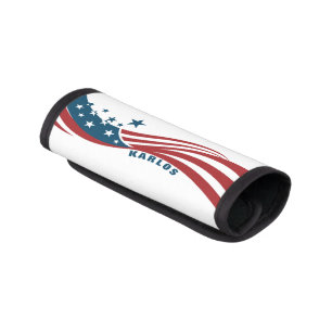 Patriotic Abstract USA Flag Monogram Luggage Handle Wrap