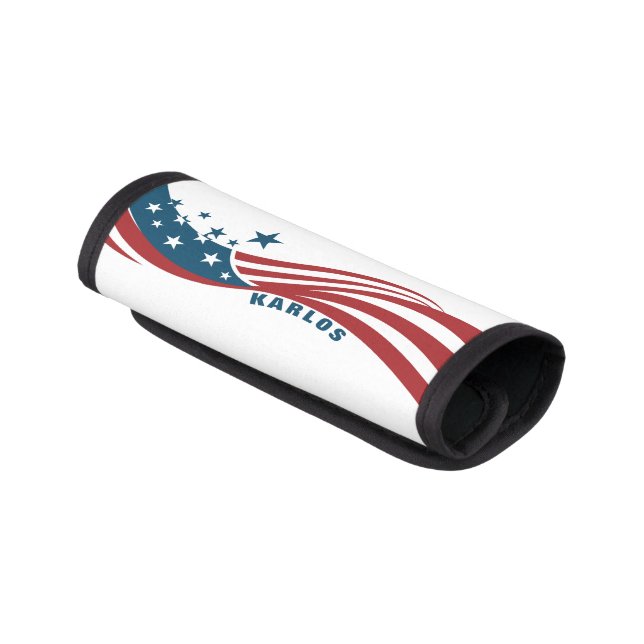 Patriotic Abstract USA Flag Monogram Luggage Handle Wrap (Angled)
