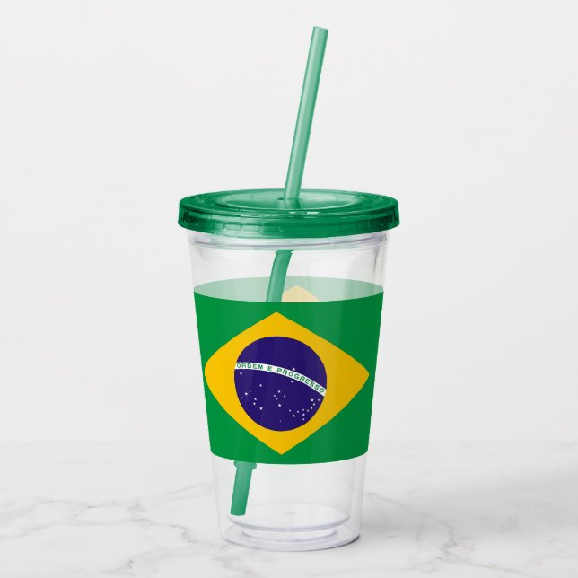 Patriotic Acrylic Tumbler with flag of Brazil (Back)