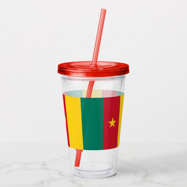Patriotic Acrylic Tumbler with flag of Cameroon (Back)