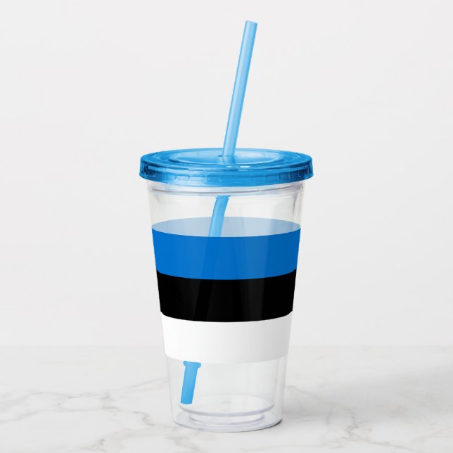 Patriotic Acrylic Tumbler with flag of Estonia (Back)