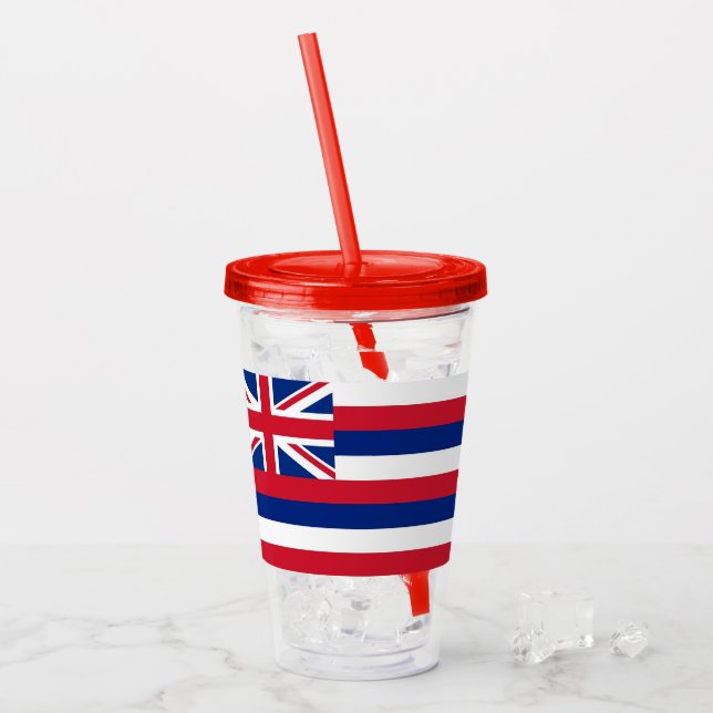 Patriotic Acrylic Tumbler with flag of Hawaii (Front Ice)