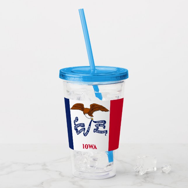 Patriotic Acrylic Tumbler with flag of Iowa (Front Ice)