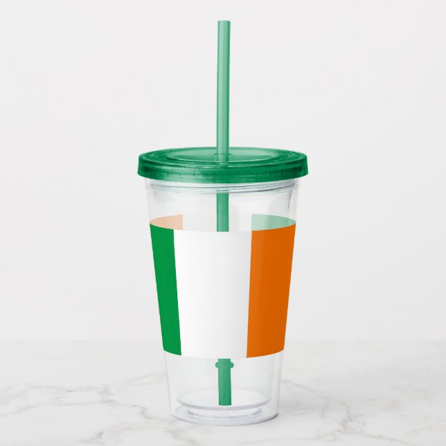Patriotic Acrylic Tumbler with flag of Ireland (Front)