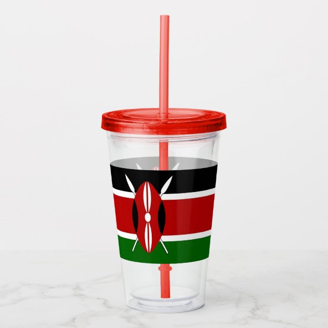 Patriotic Acrylic Tumbler with flag of Kenya (Front)