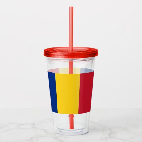 Patriotic Acrylic Tumbler with flag of Romania