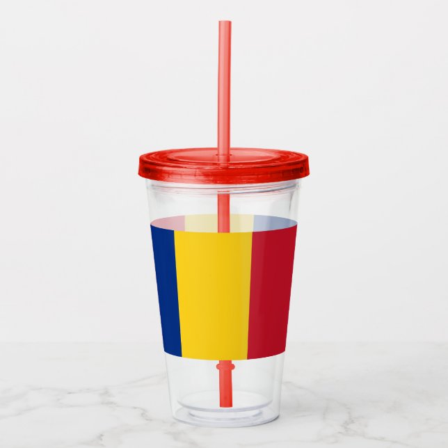 Patriotic Acrylic Tumbler with flag of Romania (Front)