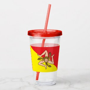 Patriotic Acrylic Tumbler with flag of Sicily