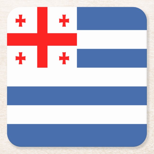 Patriotic Adjara Flag Square Paper Coaster (Front)