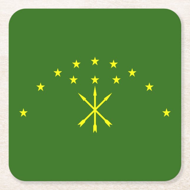 Patriotic Adygea Flag Square Paper Coaster (Front)
