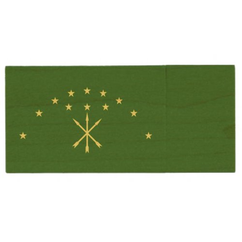 Patriotic Adygea Flag Wood Flash Drive