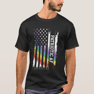 Patriotic Af United States Distressed Rainbow w US T-Shirt
