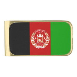 Patriotic Afghanistan Flag Gold Finish Money Clip