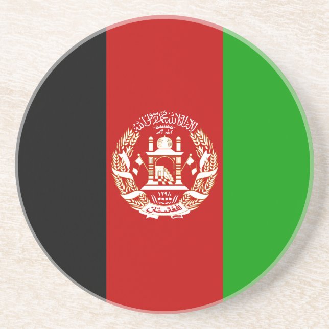 Patriotic Afghanistan Flag Sandstone Coaster (Front)