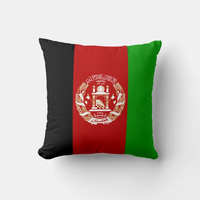 Patriotic Afghanistan Flag Throw Pillow (Front)