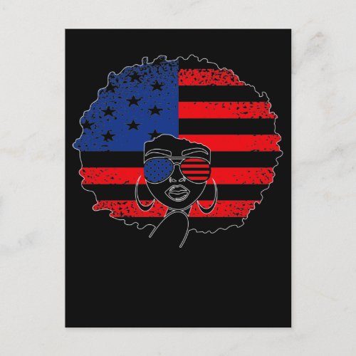 Patriotic African American Woman 4th of July Postcard