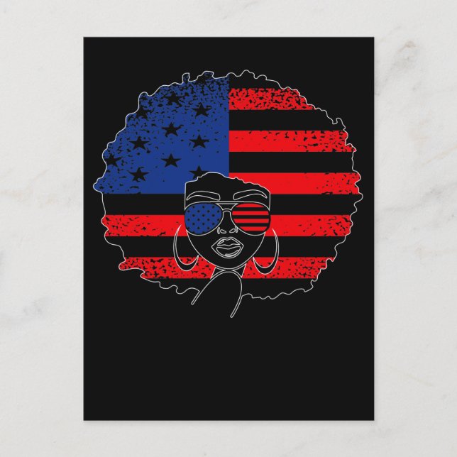 Patriotic African American Woman 4th of July Postcard (Front)