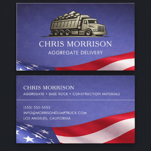 Patriotic Aggregate Delivery Service Truck  Business Card