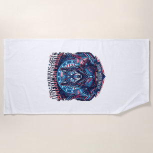 Patriotic Ai Freedom Wolf Cyberpunk Future Freedom Beach Towel