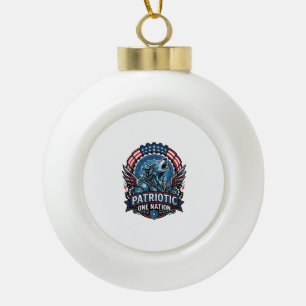 Patriotic Ai Freedom Wolf Cyberpunk Future Freedom Ceramic Ball Christmas Ornament