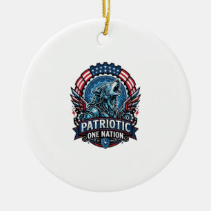 Patriotic Ai Freedom Wolf Cyberpunk Future Freedom Ceramic Ornament