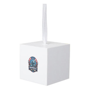 Patriotic Ai Freedom Wolf Cyberpunk Future Freedom Cube Ornament