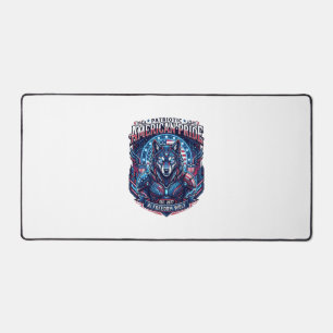 Patriotic Ai Freedom Wolf Cyberpunk Future Freedom Desk Mat