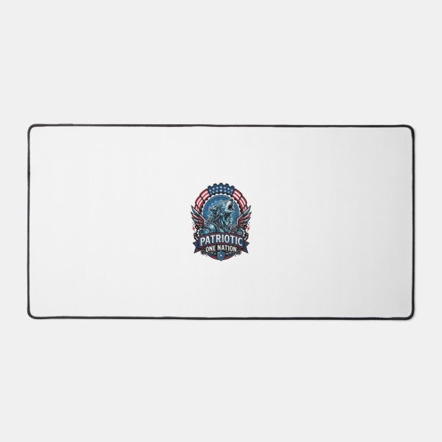 Patriotic Ai Freedom Wolf Cyberpunk Future Freedom Desk Mat (Front)