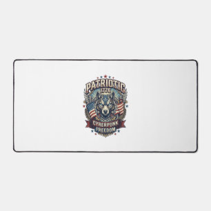 Patriotic Ai Freedom Wolf Cyberpunk Future Freedom Desk Mat