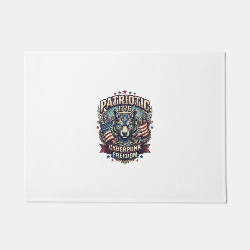 Patriotic Ai Freedom Wolf Cyberpunk Future Freedom Doormat