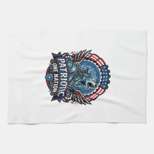 Patriotic Ai Freedom Wolf Cyberpunk Future Freedom Kitchen Towel