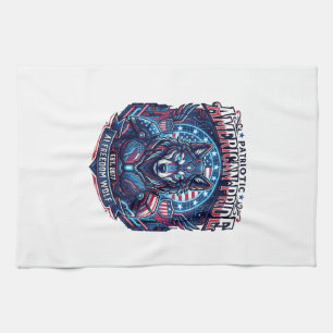 Patriotic Ai Freedom Wolf Cyberpunk Future Freedom Kitchen Towel