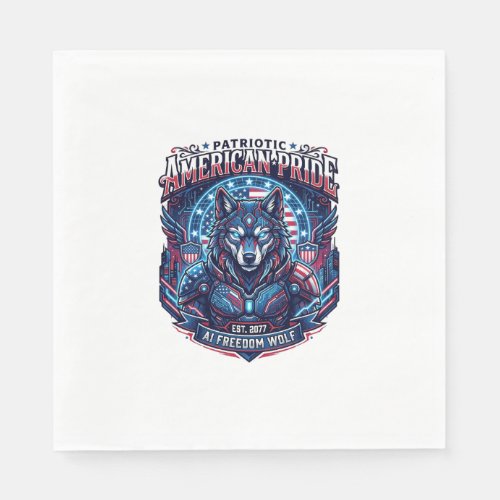 Patriotic Ai Freedom Wolf Cyberpunk Future Freedom Napkins