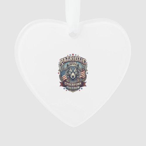 Patriotic Ai Freedom Wolf Cyberpunk Future Freedom Ornament