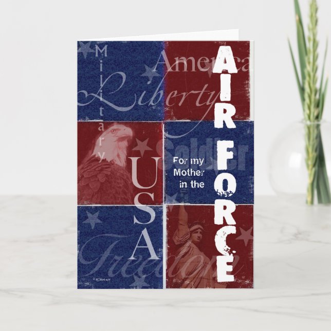 Patriotic Air Force Troop Support Card for Mother (Front)