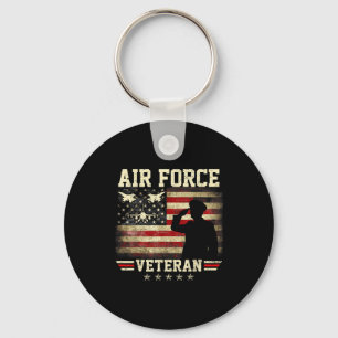 Patriotic air force veteran usaf flag us american keychain