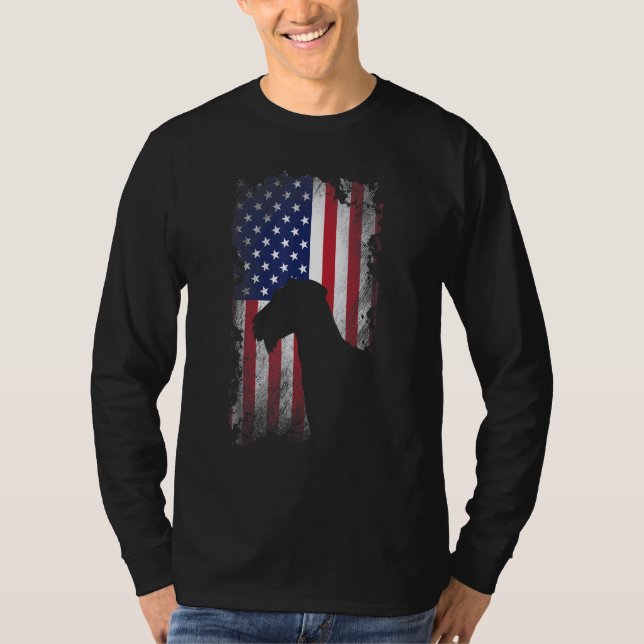Patriotic Airedale Terrier American Flag Cool Dog  T-Shirt (Front)
