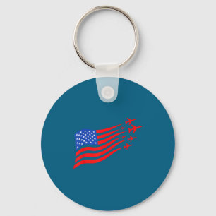 Patriotic Airplane American Flag Usa Keychain