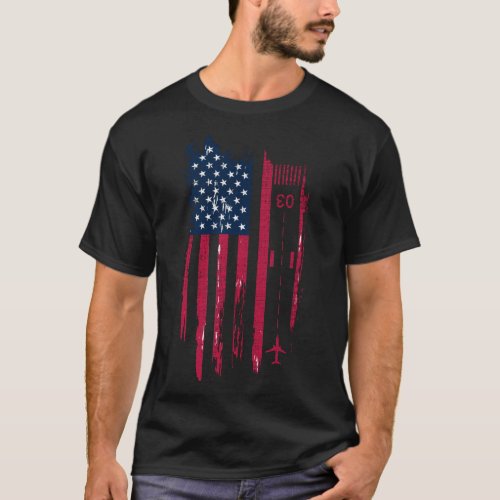 Patriotic Airplane Aviation Pilot American Flag T_Shirt