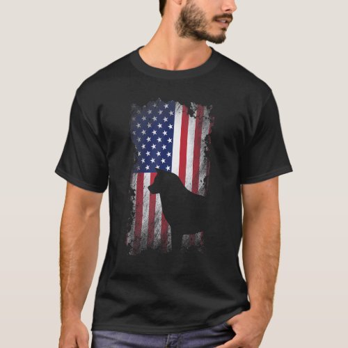 Patriotic Akita Inu American Flag Cool Dog T_Shirt