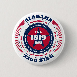 Patriotic Alabama Circle with State Details Button