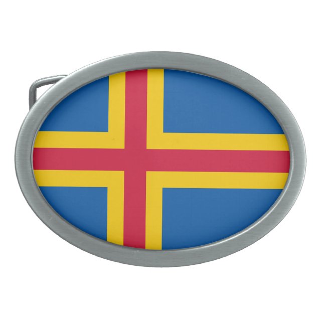 Patriotic Åland Islands Flag Belt Buckle (Front)